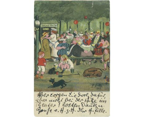 Zille, Heinrich, Berliner Zeichner und Graphiker, glänzender Darsteller des "Kleine-Leute"-Milieus (1858-1929). Eigh. Künstle