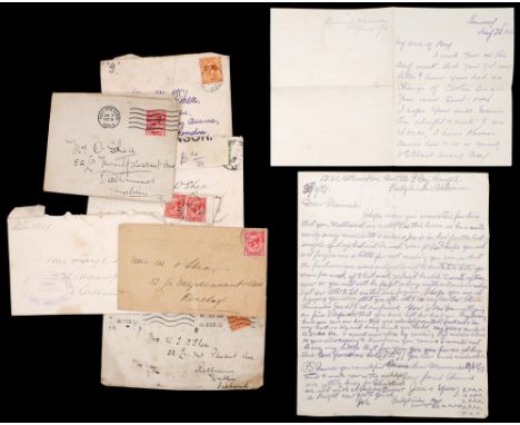 1916-1923 Prison letters, Frongoch and Ballykinlar. A two-page letter with envelope, postmarked 28 May, 1916 to Robert O'Shea