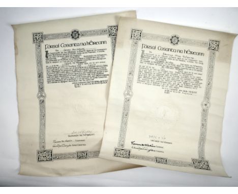 1940-1946 Lieutenant Colonel James Clifford McGoldrick, Irish army commissions and medical certificates. 1940 and 1946 Irish 