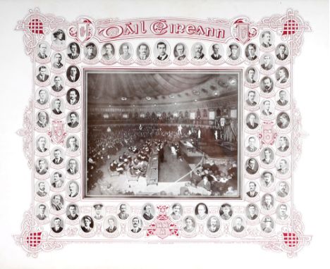 1919 Dáil Éireann poster A poster, centred with a photograph of the sitting of the first Dáil in the Mansion House, Dublin an