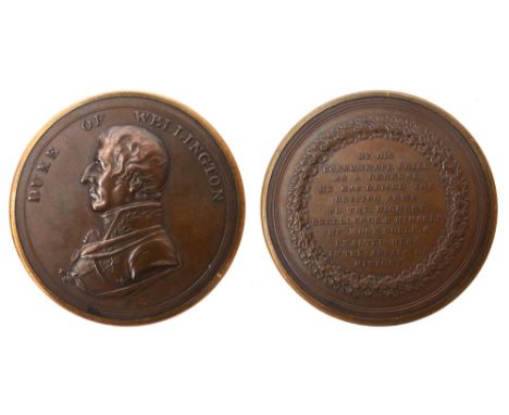 1808-1915 The Battles of the Duke of Wellington A circular bronze case in the form of a medallion containing a set of circula