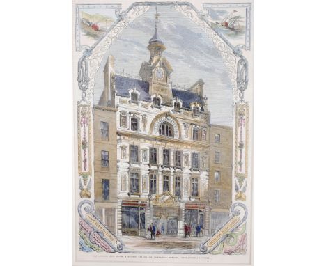 19th century views of Dublin. A hand-coloured aquatint view of the Parliament building from Grafton Street; two late 19th cen