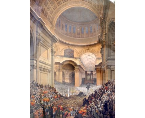 1852 Funeral of the Duke of Wellington, and a pair of silk pictures of events in the Napoleonic Wars. A 19th century chromoli