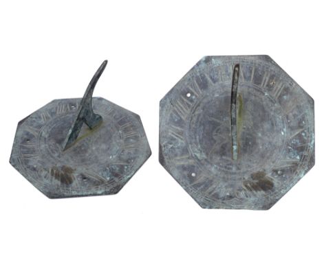1760 Brass sundial. An 18th century brass octagonal sundial, centred with a figure of Father Time, carrying a scythe, surroun