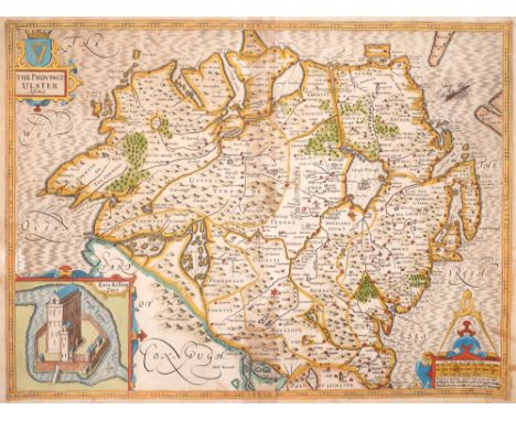 Early 17th century, map of Ulster by John Speed. John Speed 17th Century engraved and hand-coloured map of the province of Ul