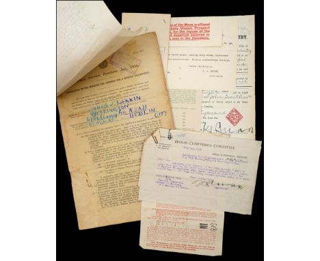 1939 James Larkin Military Service Pensions Application An Application to the Minister for Defence for a Service Certificate 