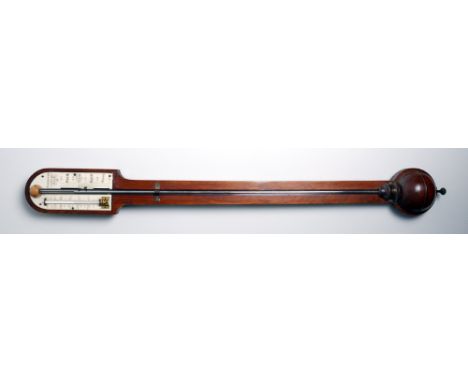 Irish stick barometer by Spears. The arched oak case with two-part scale named Spears & Co., 28 College Green, Dublin, with a