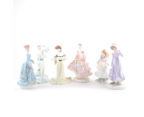 Four Royal Worcester figurines, from the Victoria and Albert Museum Collection, 25cm and smaller; four other Royal Worcester 