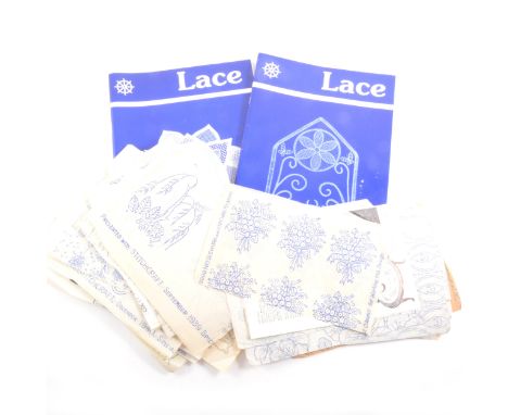 Needlework and needlecraft: collection of books, accessories, tapestry panel and frame, etc.