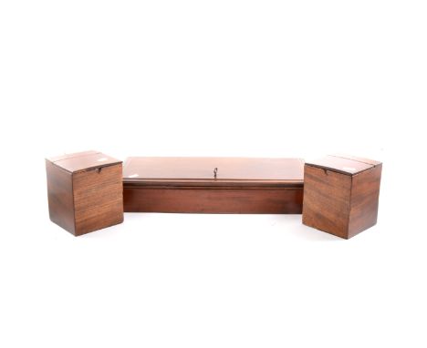 Pair of Victorian mahogany near cuboid caddy boxes, 15cm; and a mahogany box, width 49cm. (Qty: 3)Footnote: Sold on behalf of