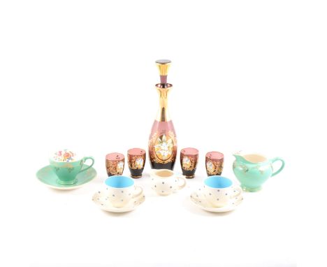 A collection of decorative china, including a Burleigh Ware part teaset; Poole platter; Murano style liqueur set, etc. (Qty: 