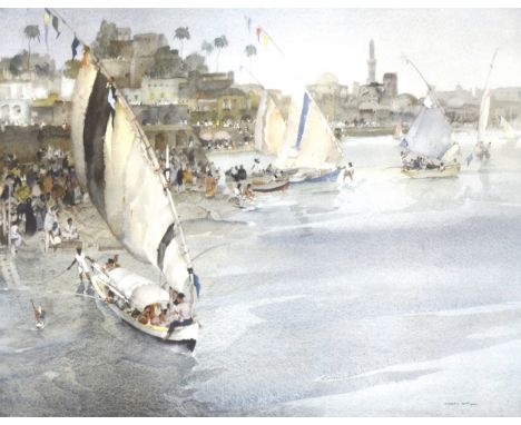 After Sir William Russell Flint, Holiday after Ramadan, signed lithograph, originally published 1964 by Frost &amp; Reed Ltd,