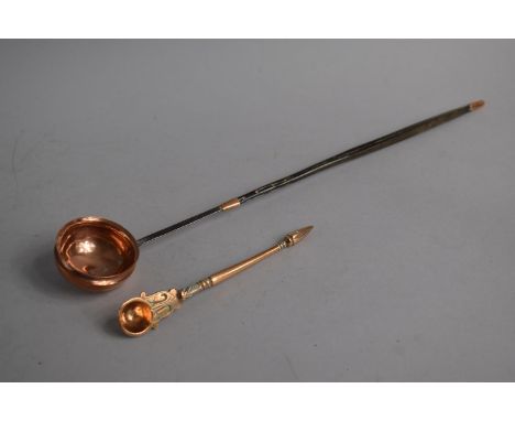 A Small Copper Scoop and a Copper Toddy Ladle with Baleen Handle 