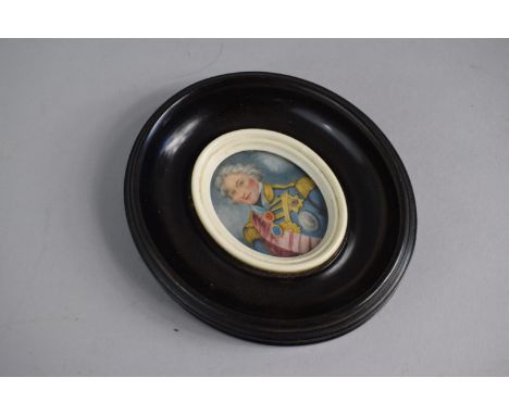 An Oval Framed Portrait Miniature of Horatio, Lord Nelson. Frame 14cms High 