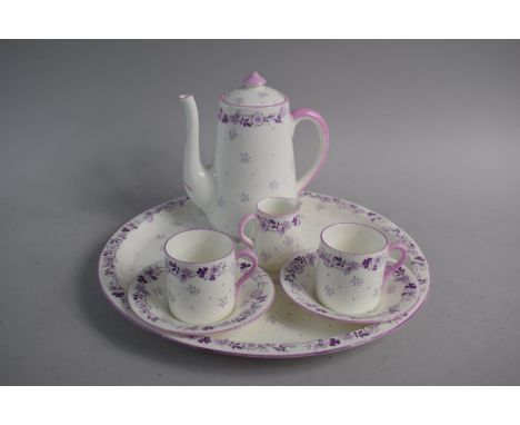 An Early 20th Century Shelley Windsor Pattern Coffee For Two Set to Comprise Coffee Pot, Two Cans, Two Saucers, Cream and Tra