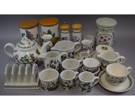 A Collection of Portmeirion to Include 'Botanic Gardens' Teapot, Toast Rack, Salt and Pepper Grinders, Storage Jars, Cups, Ju