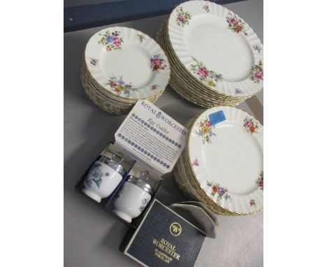 A quantity of Royal Worcester 'Roanoke' plates together with a pair of egg coddlersLocation: 4:4 