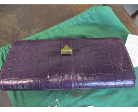 A vintage Mulberry antique leather Josephine, small Congo clutch bag in a viola (aubergine) colourway with crocodile skin des