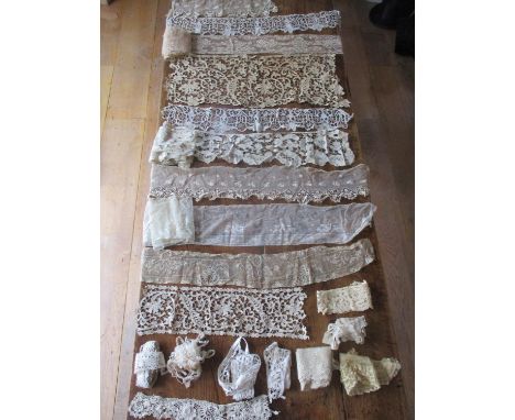 A large collection of 18th, 19th and 20th century lace and crocheted insertions and trimmings to include continental applique