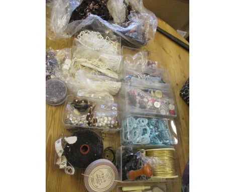 A quantity of vintage beads and buttons for dress making to include strings of pearls A/FLocation: RWB 