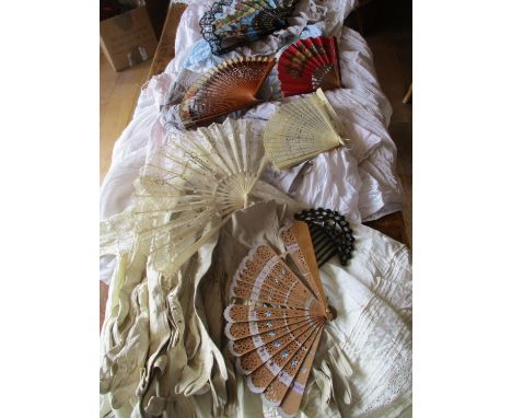 Vintage clothing to include early 20th century children's clothing and christening gowns, two cotton ladies bonnets, long kid