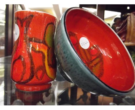 Poole vase together with a Poole dish 