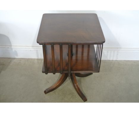 An Edwardian mahogany revolving bookcase/lamp/wine in restored condition - Height 57cm x 43cm x 43cm