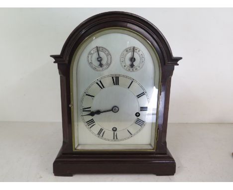 A W&H Westminster mahogany cased bracket clock, silvered dial with Roman numerals