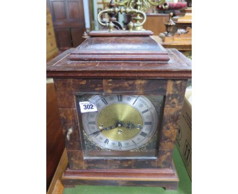 An antique style walnut bracket clock with a chiming FHS German movement - Height 40cm - working in sale room, chimes appear 