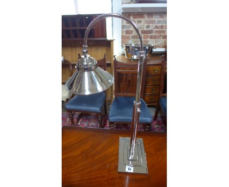 A nickel plated Art Deco style desk lamp on rectangular stepped base - Height 58cm 