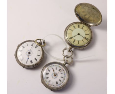 Two late 19th century continental silver and enamel pocket watches stamped 800 and one other   Condition Report   Click here 