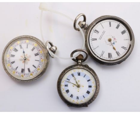 Late 19th century Swiss silver and enamel pocket watch signed Kendal & Dent made at Buren and two others stamped 935   Condit