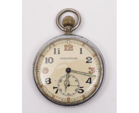 A War Department issue open face pocket watch Jaeger Le Coultre:, the dial signed as per title with Arabic numerals,  illumin