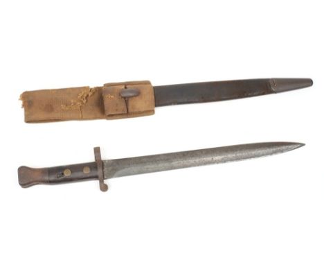 A WWI period Lee-Metford bayonet:, the 30cm double edge blade stamped Wilkinson and various other armory stamps to the ricass