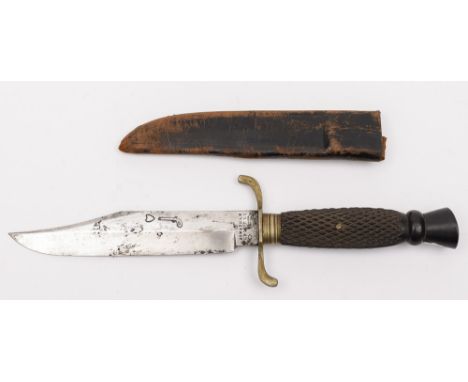 A small 19th century hunting dagger by Jonathan Crookes:, the straight single edged clipped back blade , signed as per title 