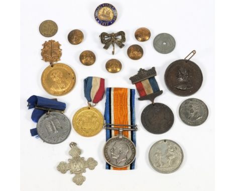 A World War I Medal to 3358 Pte. A. Clayton R. War. R:, together with assorted coronation medals, commemorative medallions an