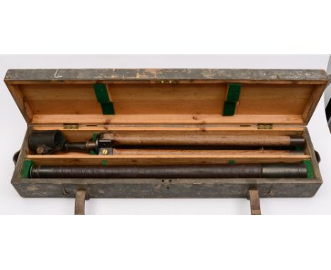 A WWI period single draw brass telescope signed J Hicks, London: and dated 1901 above 983 and Government arrow, the tapering 