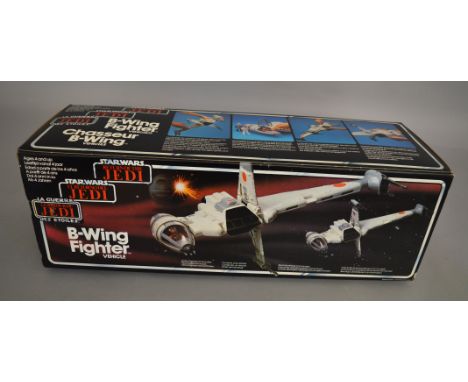 A boxed  vintage Palitoy  Star Wars 'Return of the Jedi' B-Wing Fighter Vehicle, the item appears still sealed in a G+/VG Tri