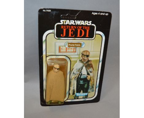 A Kenner Star Wars 'Return of the Jedi' carded 3¾ inch action figure 'Prune Face', sealed on a 79 back card in Star Case. Fig