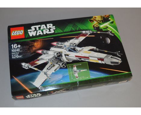 Lego Star Wars 10240  'Red Five X-wing Starfighter', in generally G box with some undulation and creasing. Box has been opene