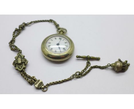 An Albertina chain and and a top-wind fob watch 