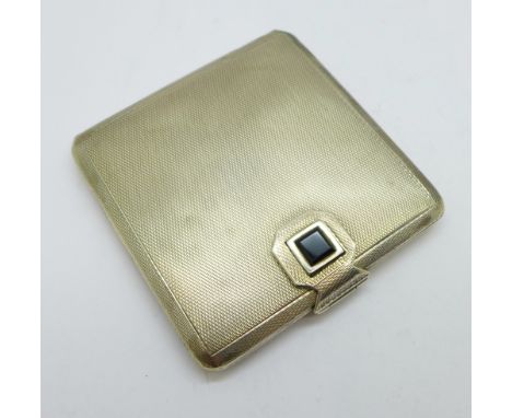A silver Art Deco compact, London 1936, 97g 