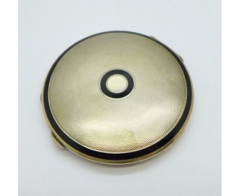 A silver and enamel Art Deco compact, London 1935, (some a/f on border enamel) 