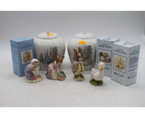 A collection of Beswick and Royal Albert Bunnikins figures, to include Hunca Munca and Rebecca Puddleduck; together with a pa