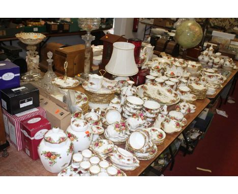 An extensive collection of Royal Albert tablewares, in the Old Country Roses pattern, to include tea wares, cake plates, egg 