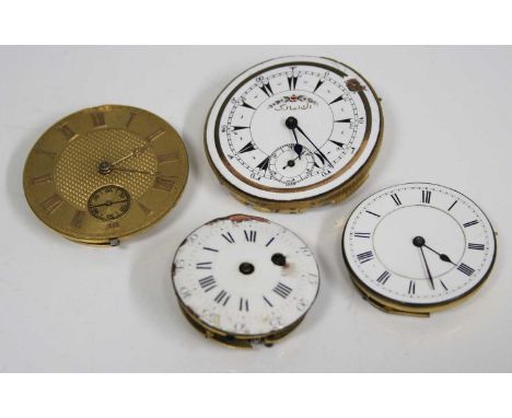 Four various early 19th century and later pocket watch dials and movements, to include R Barker of Cornhill London and Jodin 