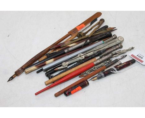 A collection of vintage pens to include a Burnham celluloid fountain pen