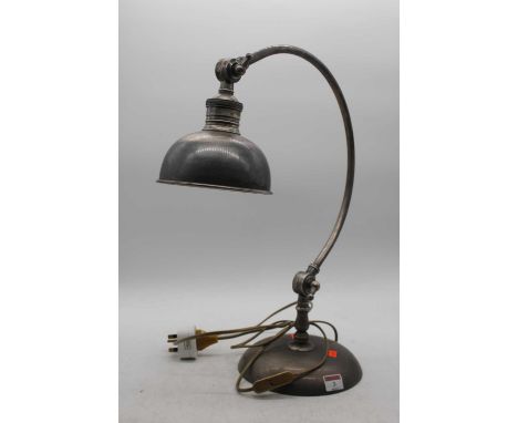 A contemporary continental industrial style brushed aluminium adjustable lamp, height 50cm