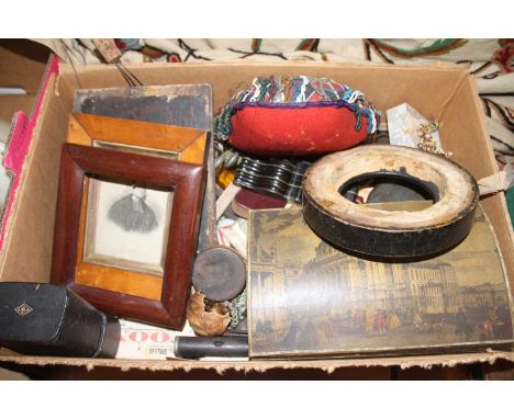 A collection of miscellaneous items, to include a copper lustre jug, print, treen etc 