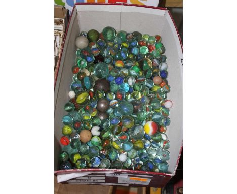 A collection of vintage glass marbles 
